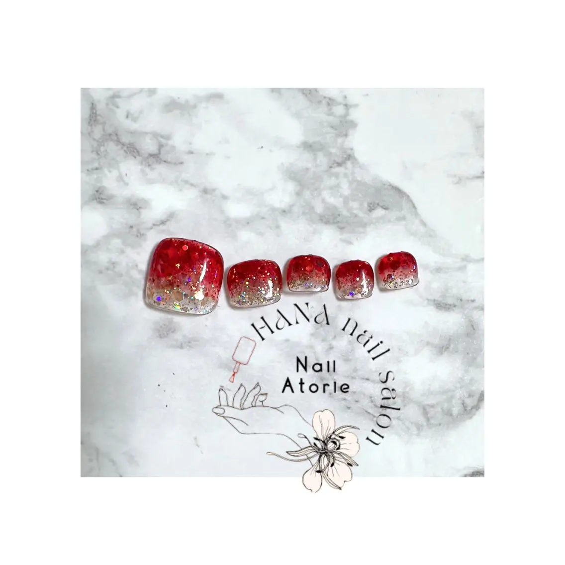ネイル フットネイル 赤色 フットネイル HaNA nail salonのネイルデザイン