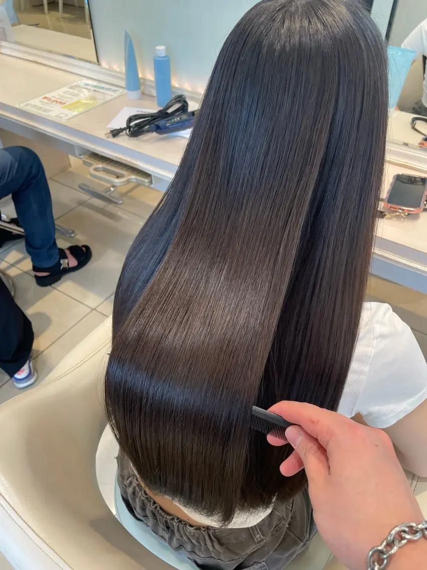 ロング 髪質改善 トリートメント ヘアカラー 白髪ぼかしデザイン ハイライト/宮本純登のヘアスタイル