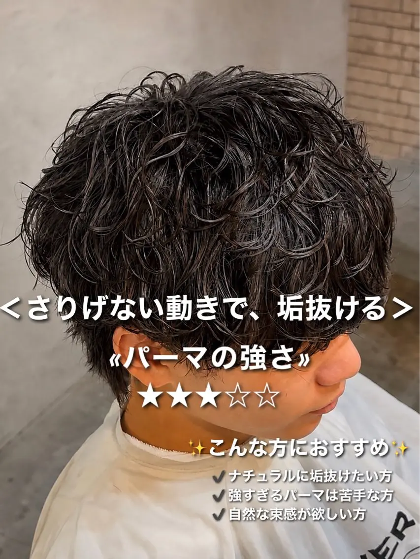 ショート パーマ メンズ シャドウパーマ 小形のヘアスタイル