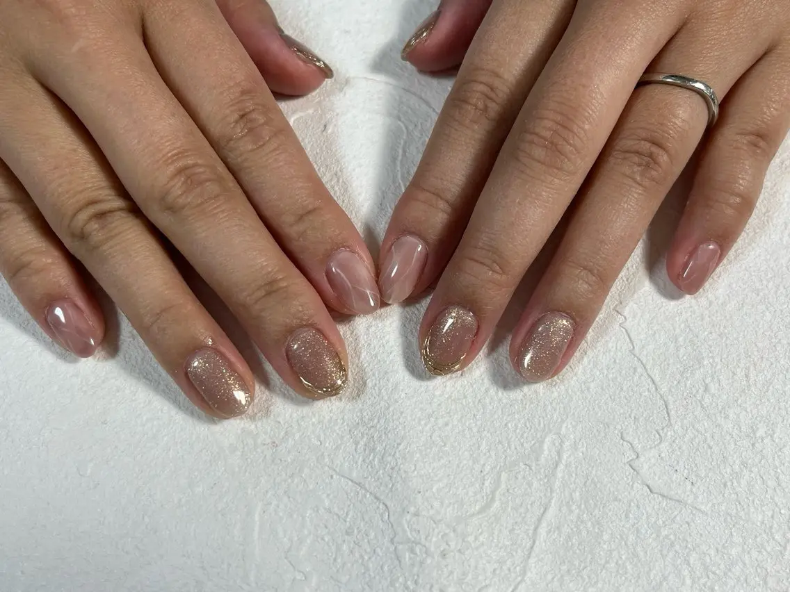 ネイル オーロラネイル フットネイル フレンチネイル ジェルネイル 韓国ネイル ハンドネイル kiki nail たまプラーザのネイルデザイン