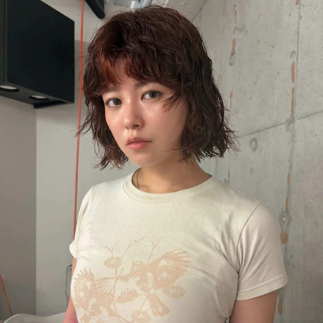 ショート カラー パーマ ブラウンカラー オレンジ オレンジブラウン ボブ カット ヘアカラー パーマ kodai/パーマ/ ボブ/レイヤー/大名のヘアスタイル