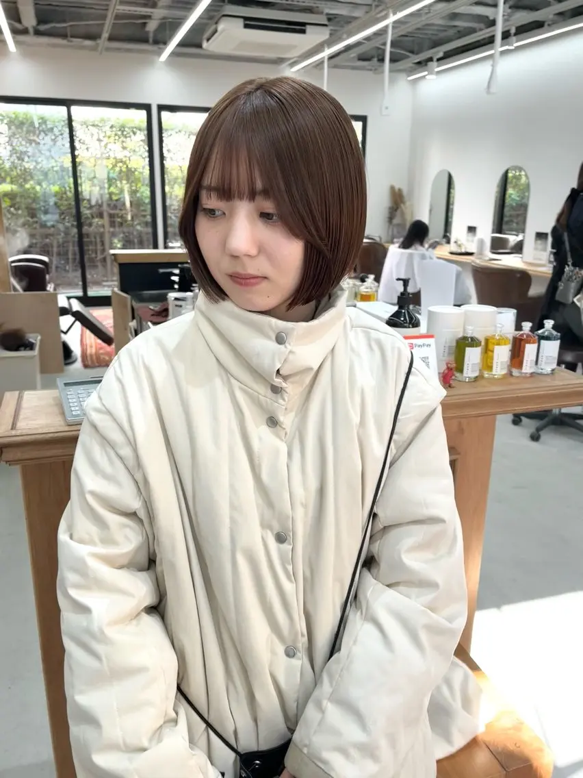 ショート カラー ヘアアレンジ ブリーチ ダブルカラー ブリーチなしカラー ボブ カット ヘアカラー ena/ブリーチなし 透明感・レイヤー🎀のヘアスタイル