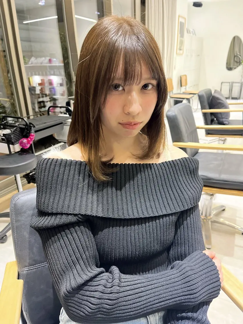 セミロング トリートメント ✨髪質改善/顔周りカ ット/縮毛矯正✨三隅のヘアスタイル