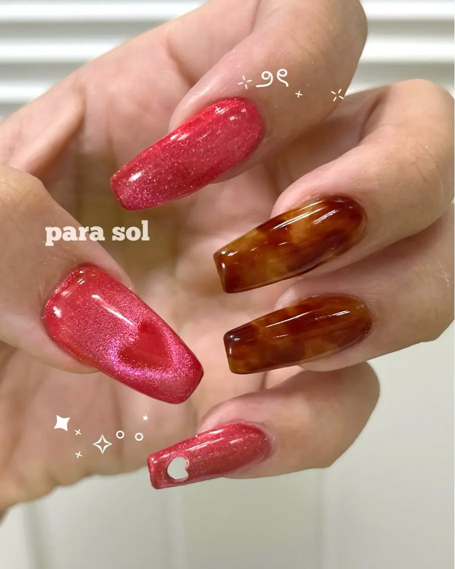 ネイル アートネイル べっ甲ネイル ジェルネイル ハート キラキラネイル ハンドネイル フットネイル Para Sol nail　Maoのネイルデザイン