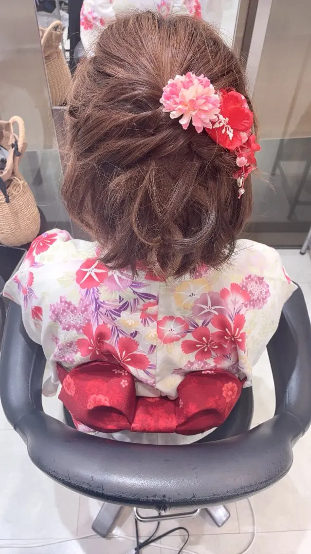 ショート ヘアアレンジ ハーフアップ ボブ ショートヘア 三原 慶/モデル募集 上本町駅直結✨割引中のヘアスタイル