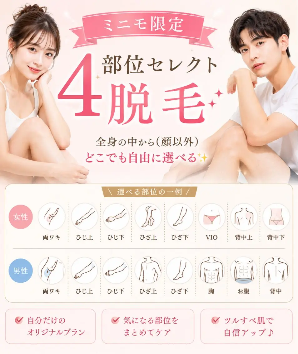 4部位セレクト🌼気になる箇所組み合わせ自由　１回4,500円　(men's+1,500)の写真