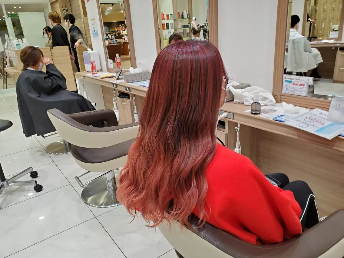 カラー ロング バレイヤージュ ブリーチ イルミナカラー ピンクカラー レイヤーカット カラー特化🔥中村 和貴<Ash津田沼>のヘアスタイル
