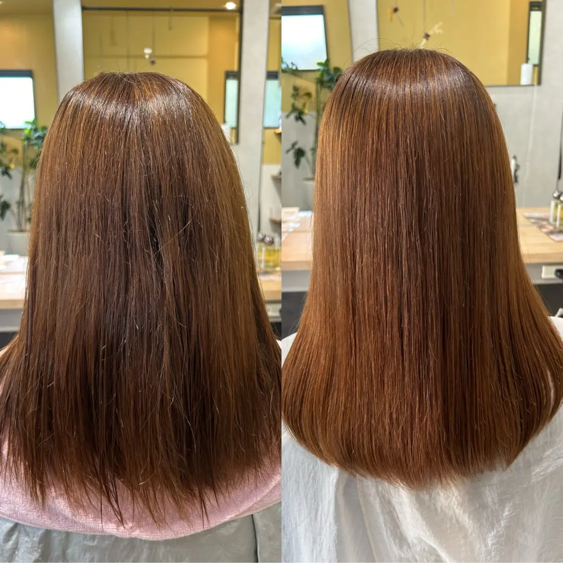 セミロング パーマ 髪質改善 ストレートパーマ カット 縮毛矯正 トリートメント hubhair レイヤー/透明感のヘアスタイル