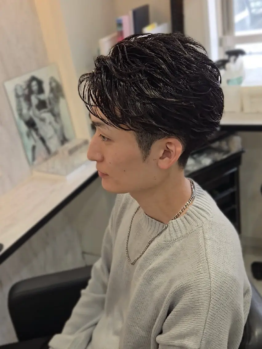 メンズ パーマ ミディアム ミディアムパーマ フェザーパーマ メンズパーマ LEN名古屋/パーマ 海外ヘア/メンズ特化のヘアスタイル