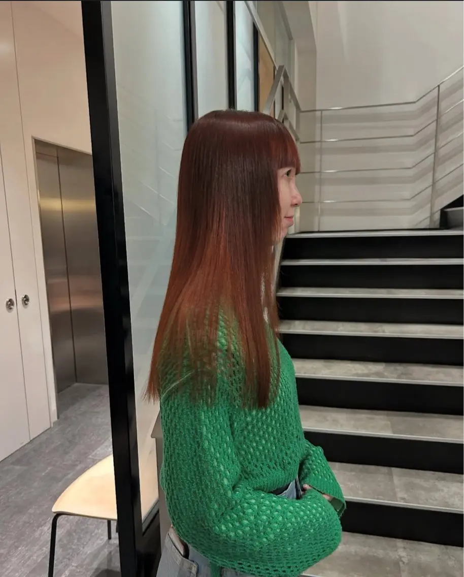 セミロング カラー ヘアアレンジ キッズ オレンジ ヘアカラー トリートメント stylist 🌸 kana.のヘアスタイル