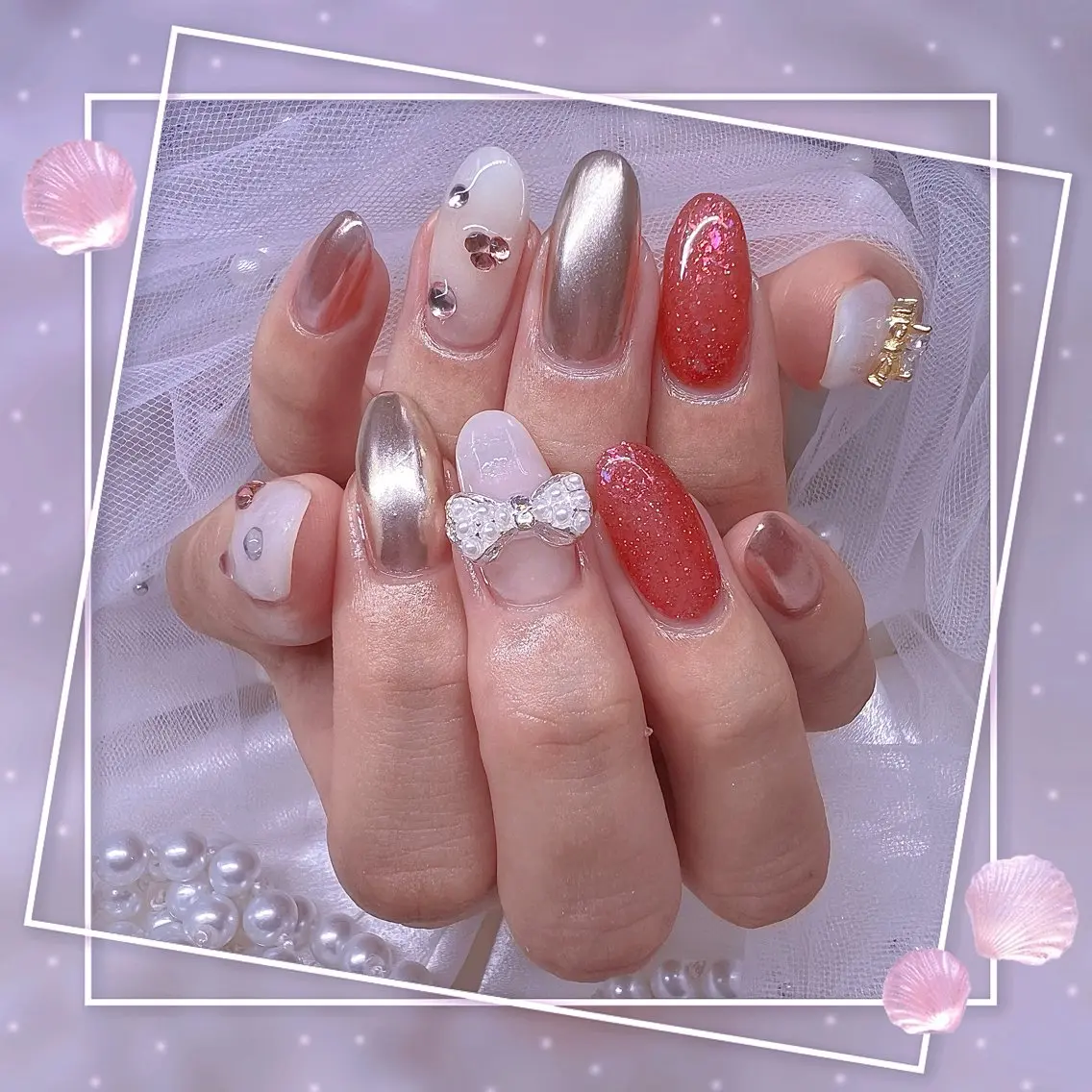 ネイル チークネイル フレンチネイル グラデーション マグネットネイル マグネットフレンチ ハンドネイル ハンドケア Chill Nailsalonのネイルデザイン