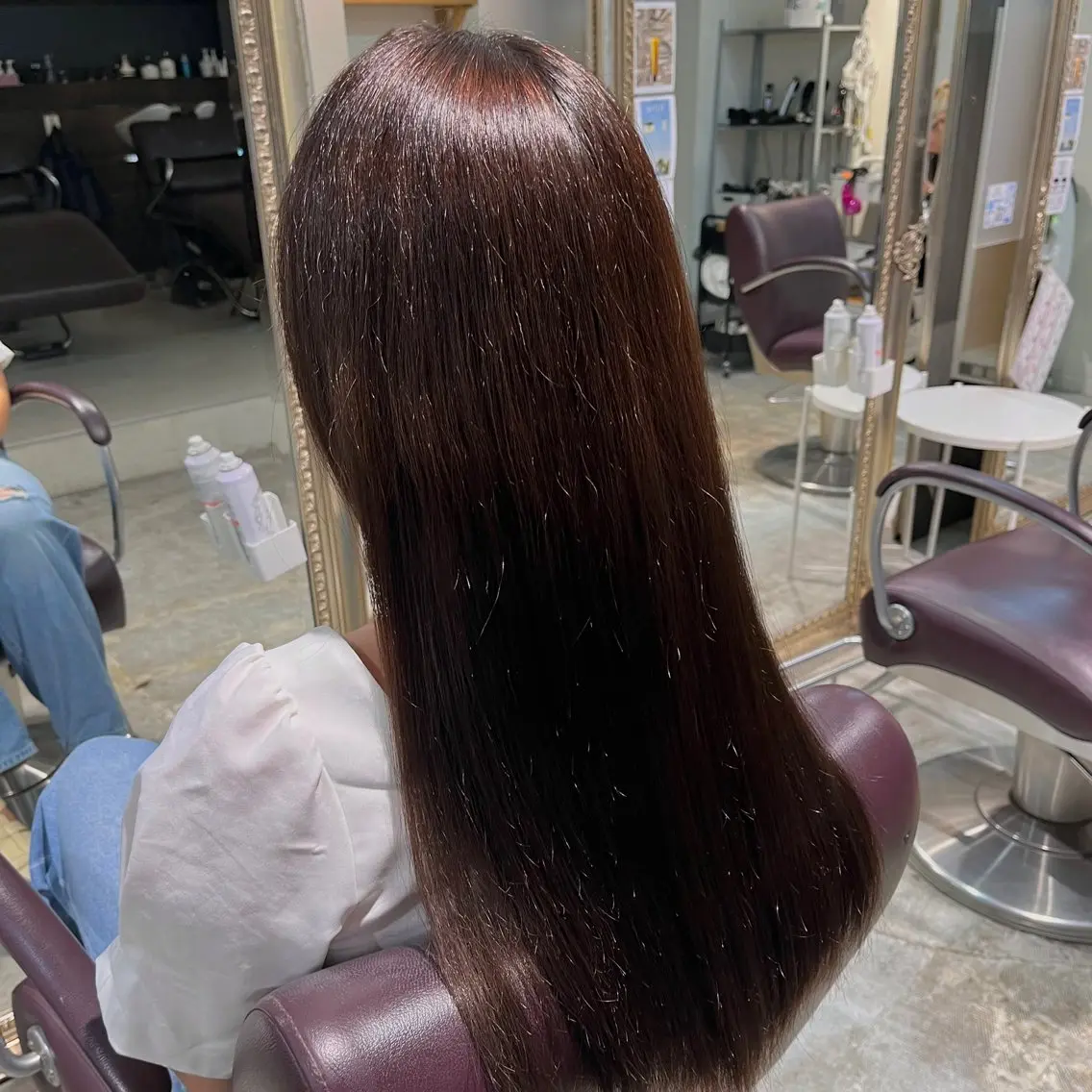 ロング カラー ヘアカラー フェザーパーマ🌙 毛流れ yuzukiのヘアスタイル