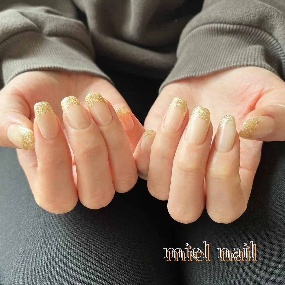 ネイル フレンチネイル ラメ(グリッター) 春ネイル miel nailのネイルデザイン