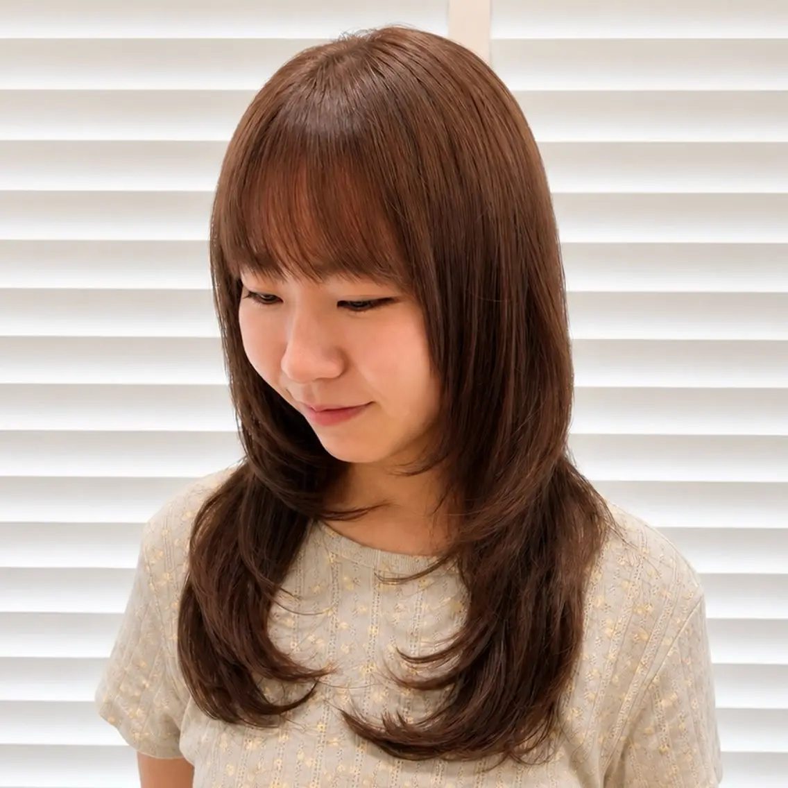 ロング レイヤーカット 美容師兼アイリスト/ Anche/片岡のヘアスタイル