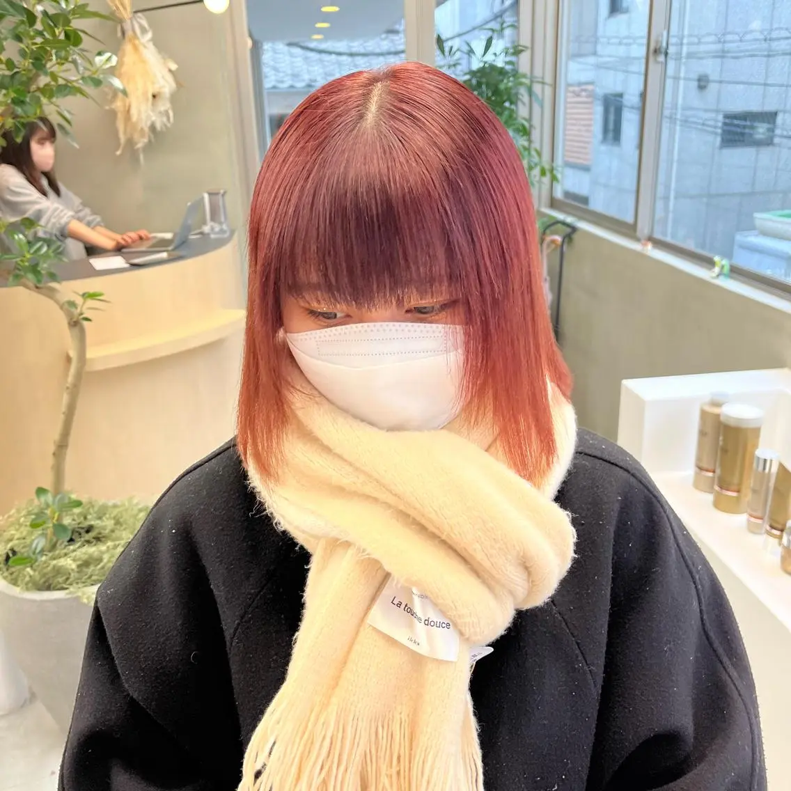 ミディアム カラー ピンクカラー テラコッタ ayaka♡ 柔らかカラーのヘアスタイル