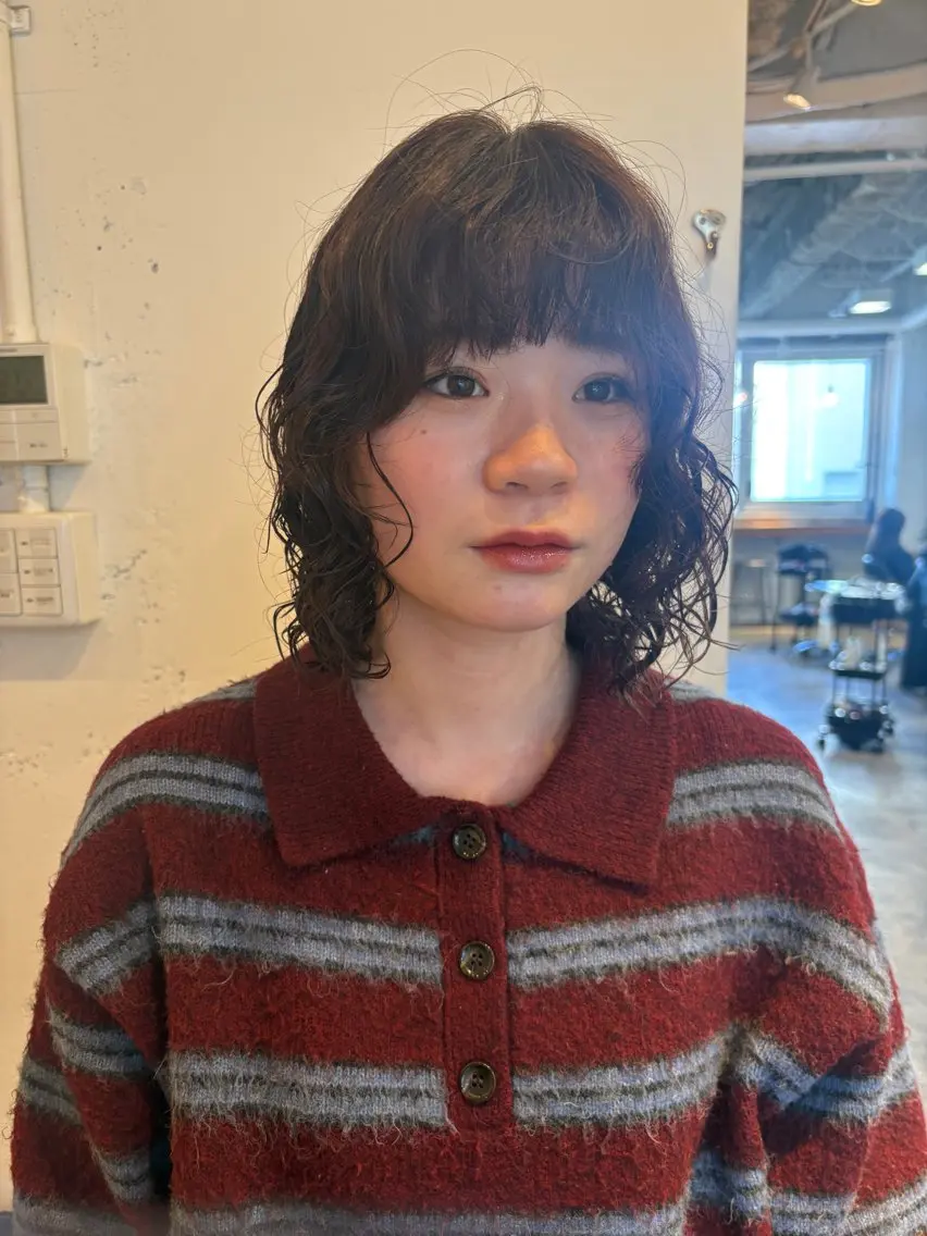 ミディアム カラー パーマ カット ヘアカラー パーマ トリートメント 韓国レイヤー/透明感 カラー/RIN🎀のヘアスタイル
