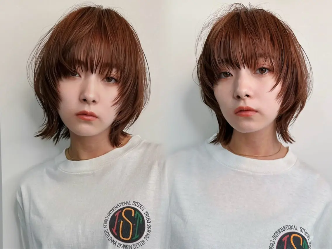 ショート カラー ショートヘア ウルフカット メンズカット メンズパーマのヘアスタイル