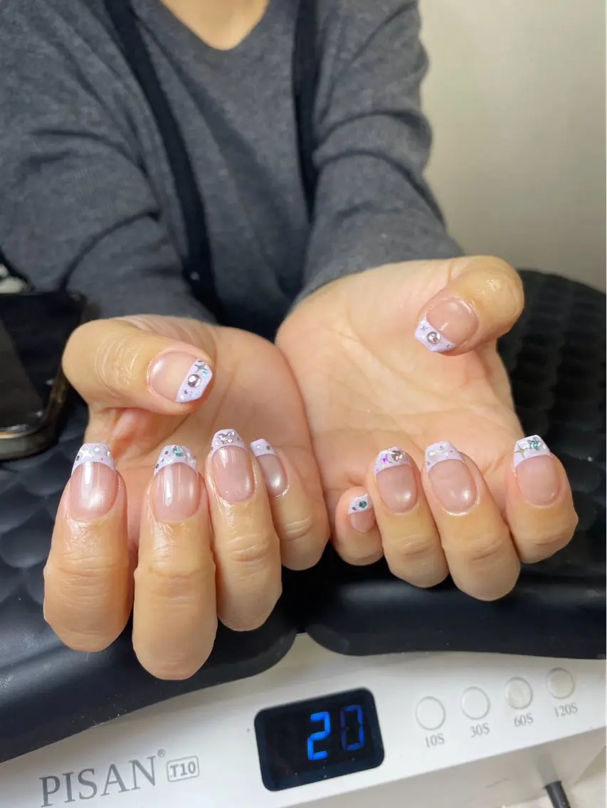 ネイル ブラウン チークネイル 桜ネイル 長さ出し フットネイル ハンドネイル XIINH NAIL SALONのネイルデザイン
