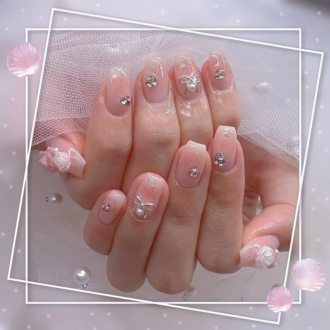 ネイル グラデーション マグネットネイル ピンク ワンホンネイル ハンドネイル ハンドケア Chill Nailsalonのネイルデザイン