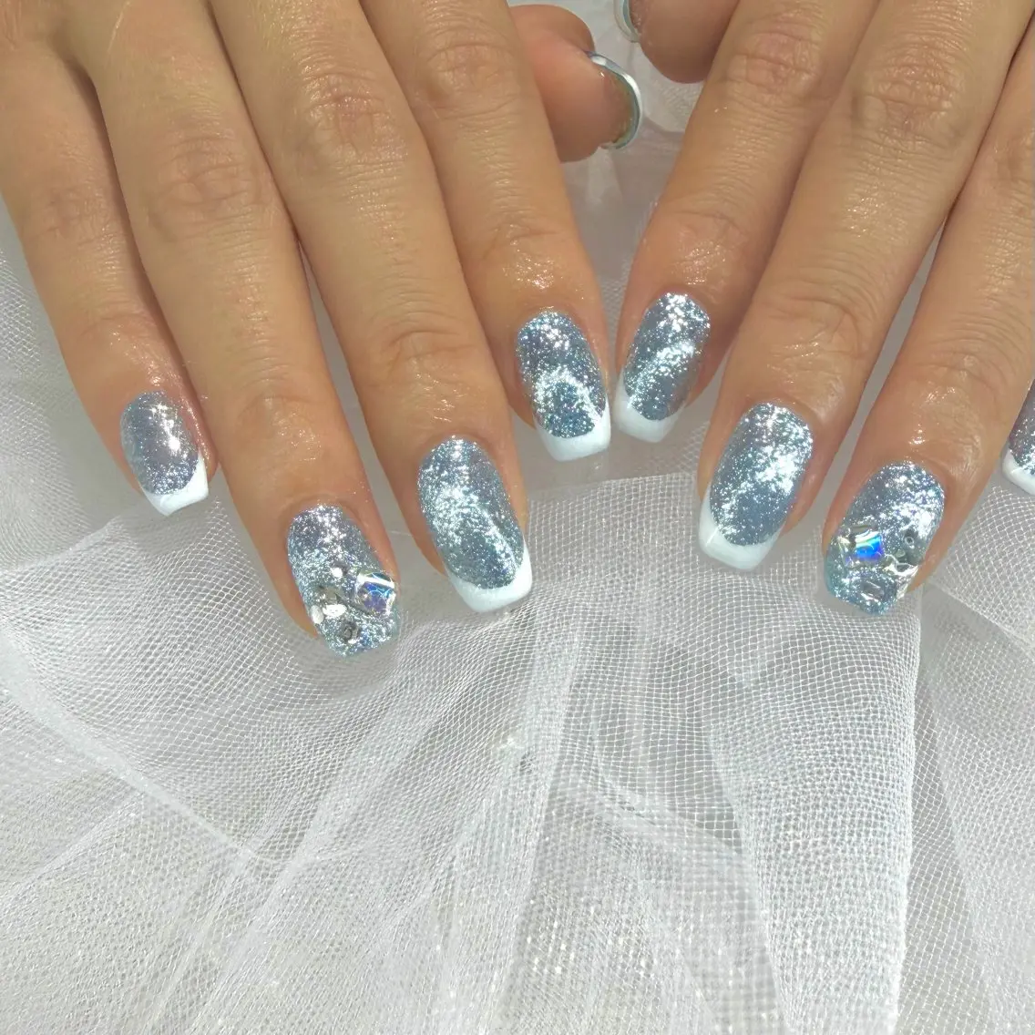 ネイル キラキラネイル 水色 ハンドネイル ちゃ～み～nail ひよりのネイルデザイン