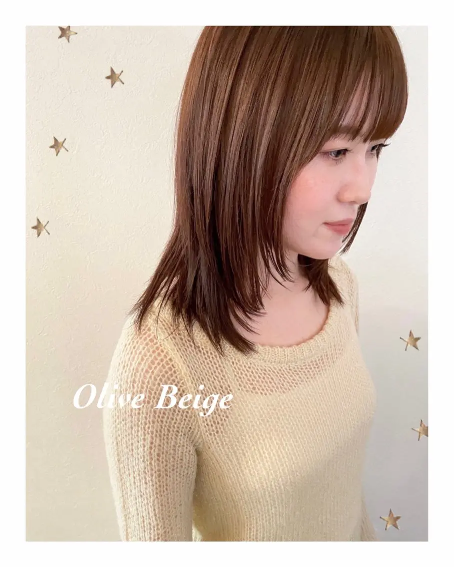 ミディアム カラー カット ヘアカラー 市川 千夏のヘアスタイル