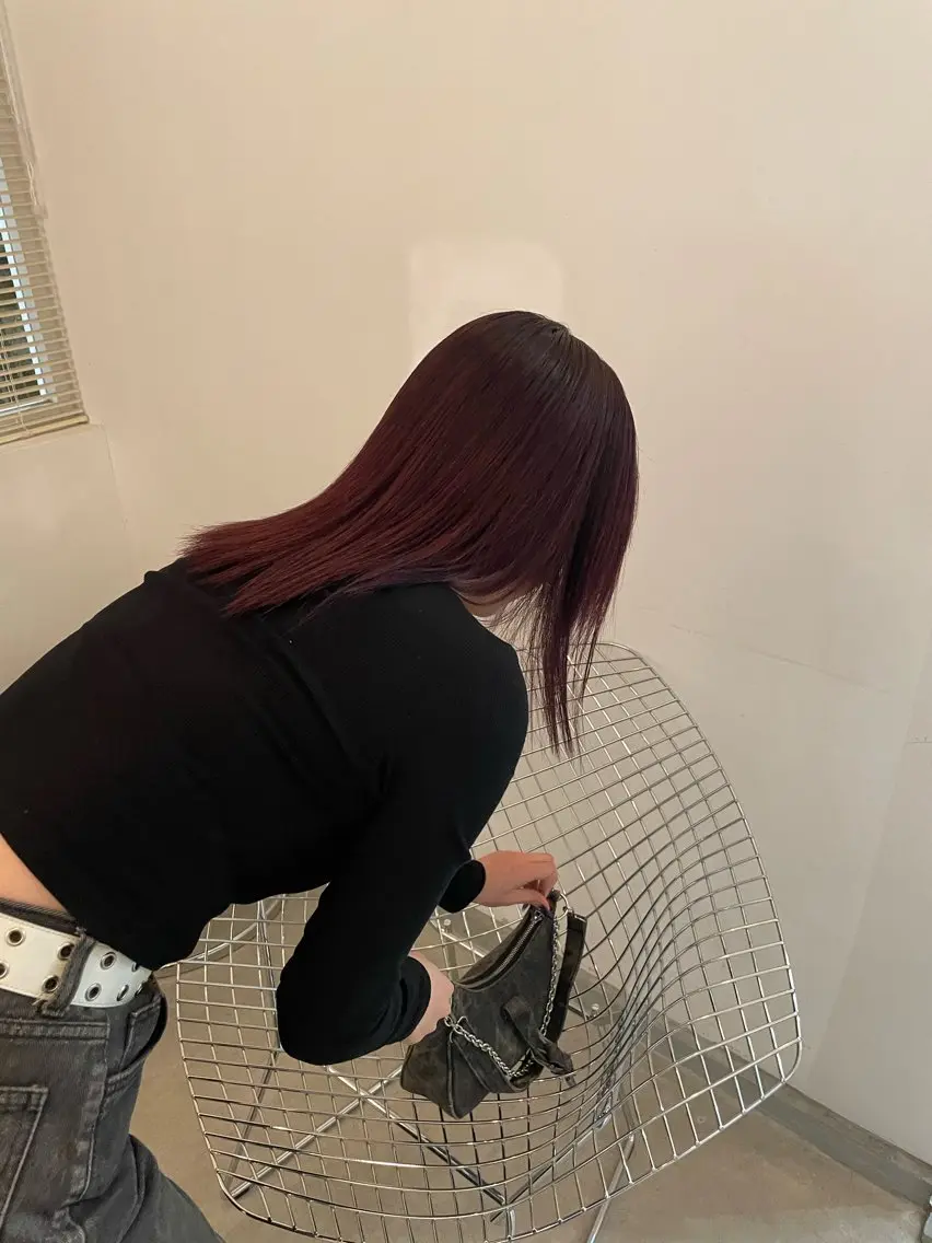 セミロング カラー ブリーチ ブリーチなしカラー レッドカラー HITOMI 福岡パーマのヘアスタイル