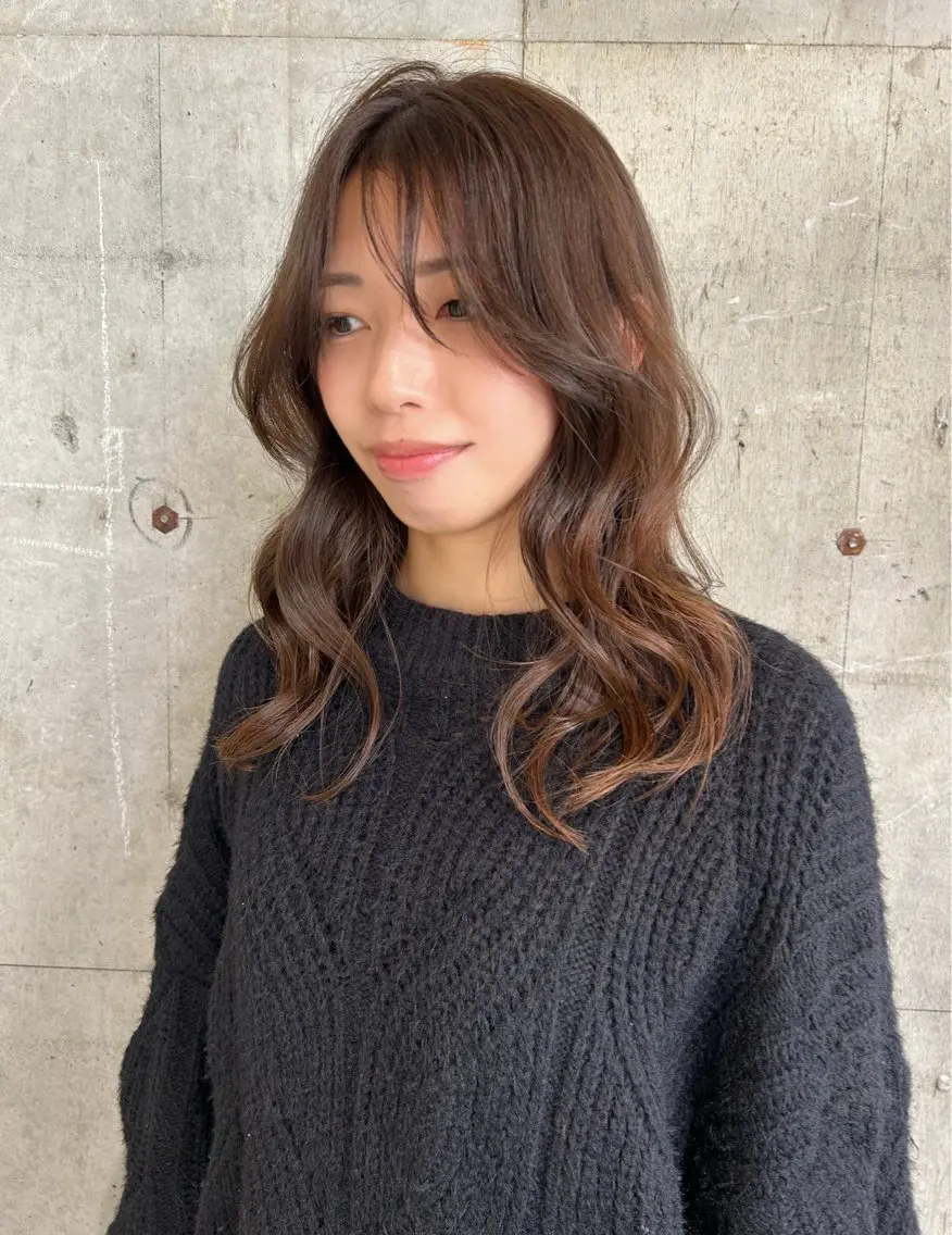 セミロング カラー アッシュ ベージュカラー カット ヘアカラー 髪質改善/レイヤー/ お顔まわり/Ami.のヘアスタイル