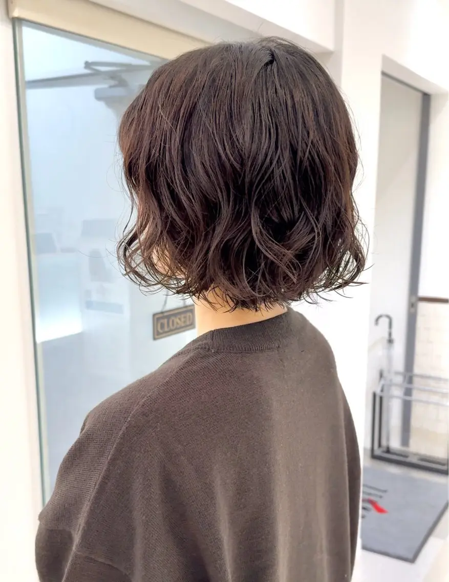 ショート パーマ ショートボブ ボブ ショートヘア カット パーマ トリートメント デジタルパーマ 🌀ボブ　萩原　龍のヘアスタイル