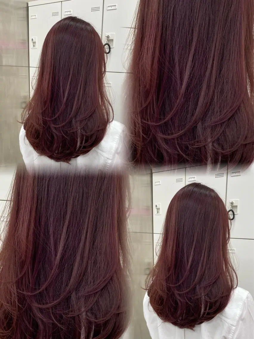セミロング カラー 💖似合わせカラー レイヤー💖縮毛矯正のヘアスタイル