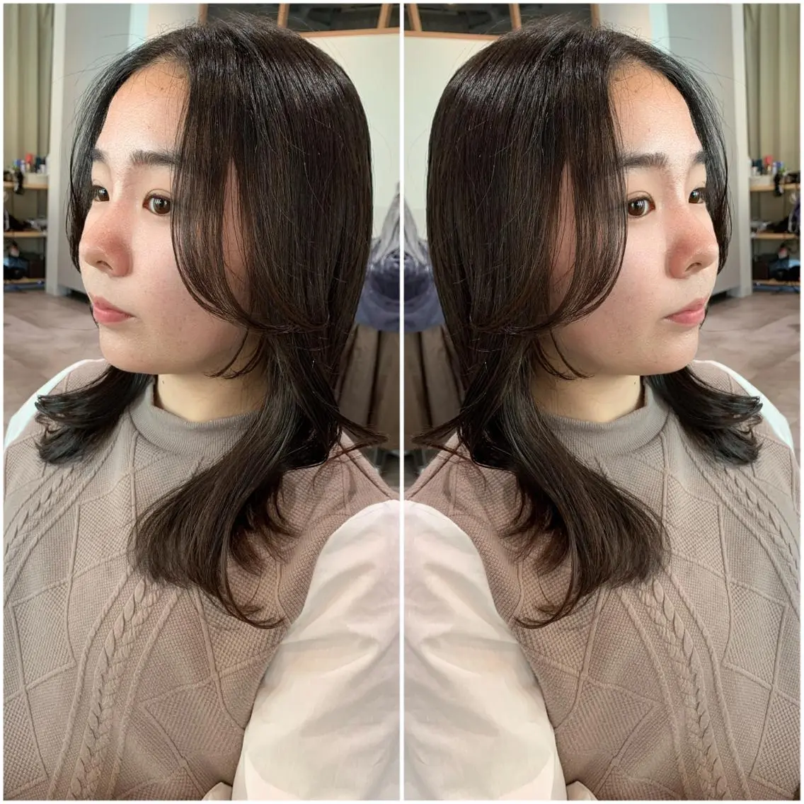 セミロング ヘアアレンジ くびれヘア くせ毛 カット トリートメント 韓国hair🦋 Nanaのヘアスタイル