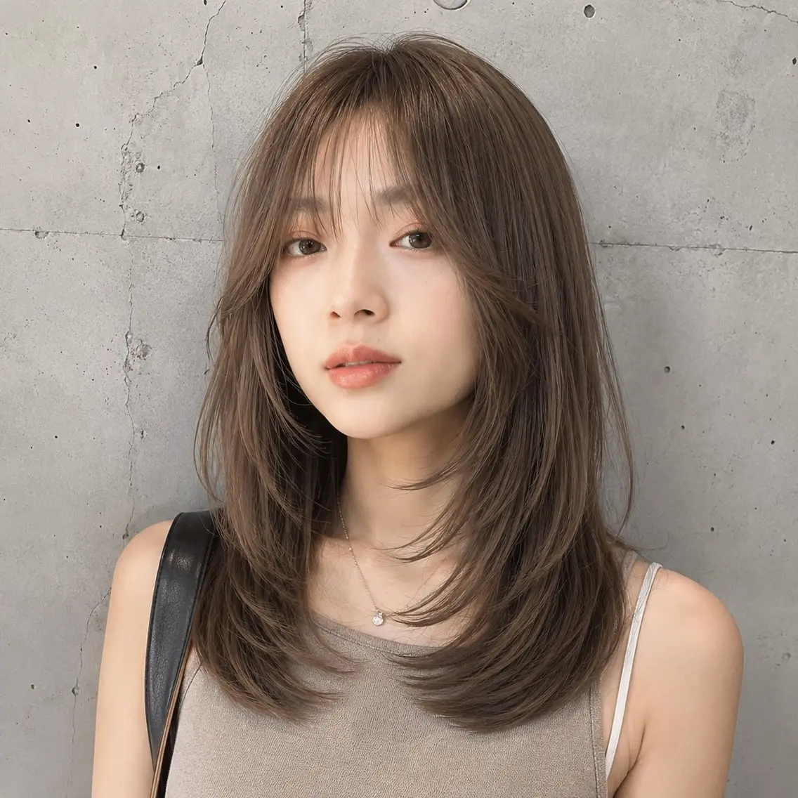 ミディアム カラー カット ヘアカラー トリートメント 盛れる顔まわりカット 髪質改善/渋谷/れんのヘアスタイル