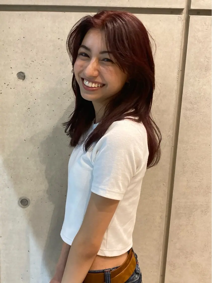 ロング ヘアカラー トリートメント abe yuikaのヘアスタイル