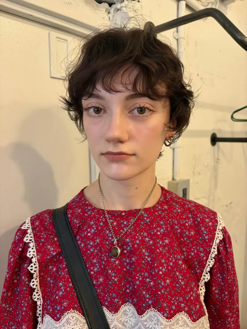 ショート カラー パーマ ベージュカラー くせ毛 ショートヘア カット ヘアカラー パーマ トリートメント ＊UNU＊ RICOのヘアスタイル