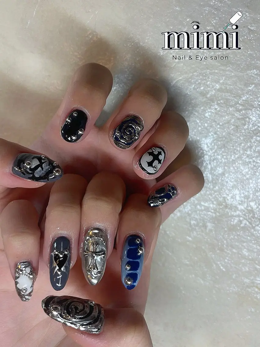 ネイル アートネイル 長さ出し ロングネイル ミラーネイル Ruru nailのネイルデザイン