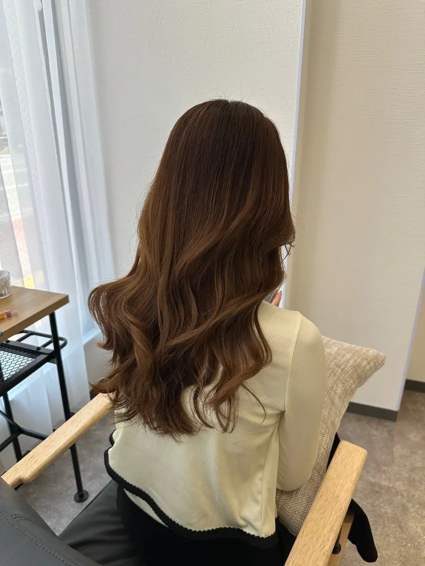 ロング カラー カット ヘアカラー トリートメント 福田 れん/個室 透明感/艶髪のヘアスタイル