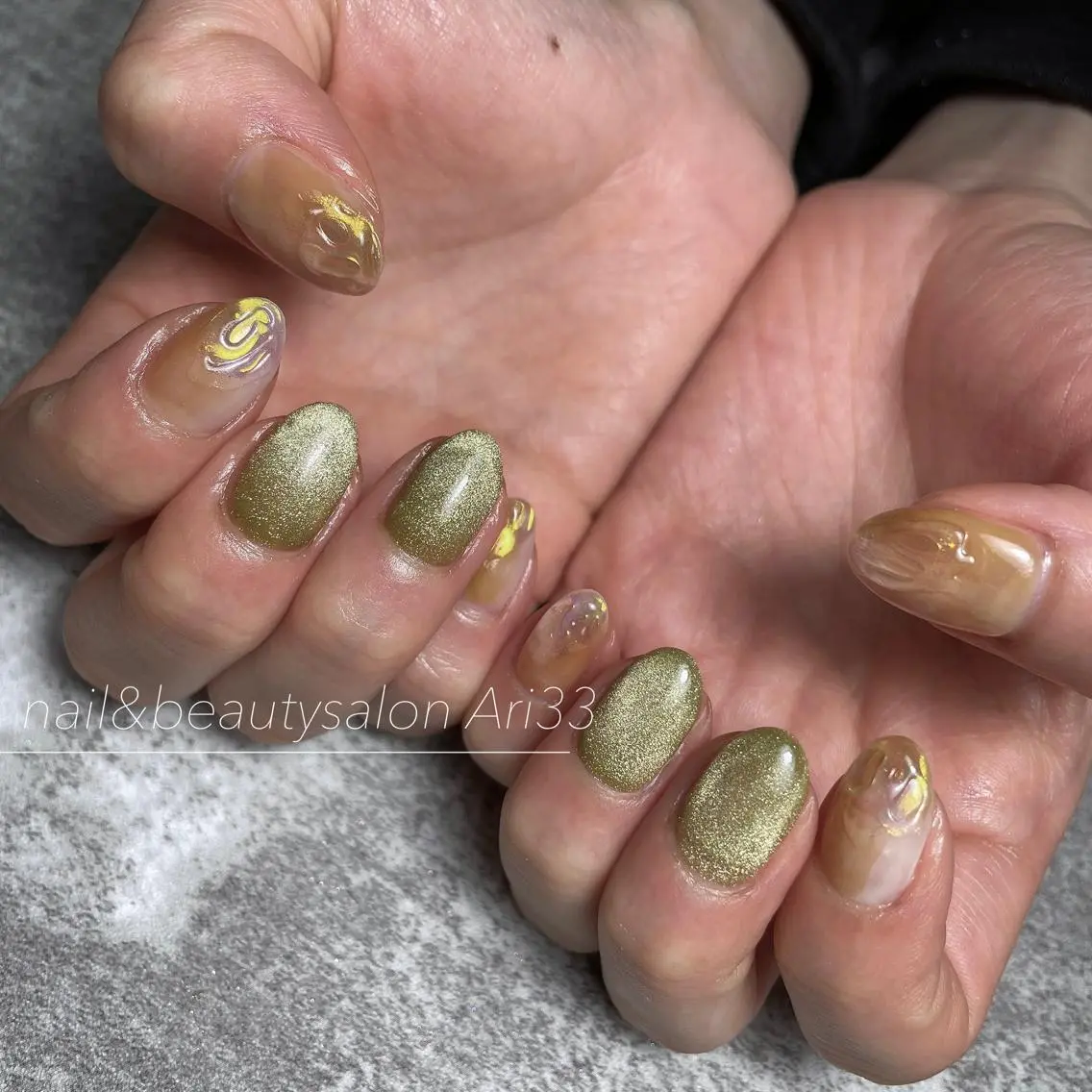 ネイル ニュアンスネイル 春ネイル ハンドネイル プライベートサロン Ari33nailのネイルデザイン