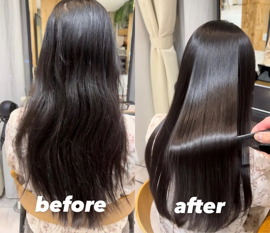 セミロング くせ毛 透明感カラー🌿/ 髪質改善カラー/カナのヘアスタイル