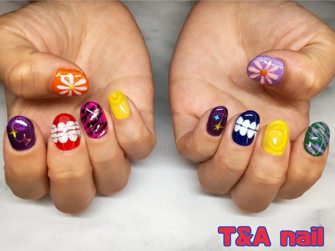 ネイル ショート ハロウィン ショートヘア 長さ出し ジェルネイル ハロウィン T&A nailのネイルデザイン