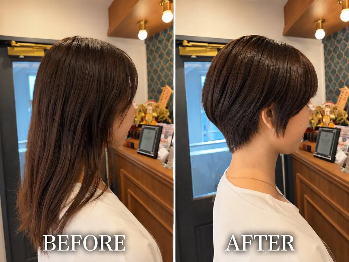 ショート カラー カット ヘアカラー トリートメント オリーブ/みづき /ボブパーマ🤍のヘアスタイル