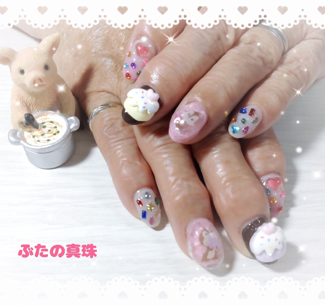 ネイル ネイルチップ バレンタイン ハンドネイル 林 珠里のネイルデザイン
