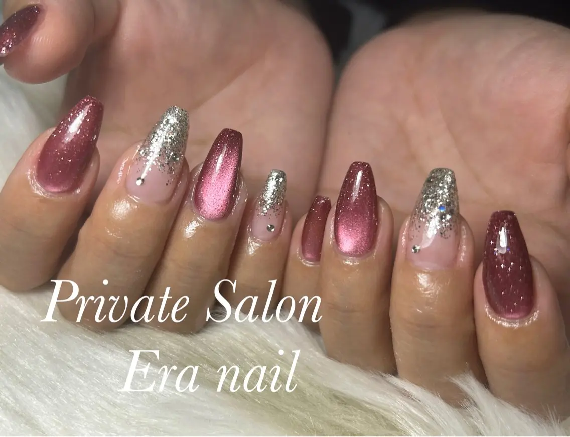 ネイル グラデーション ラメ(グリッター) ラメグラデーション マグネットネイル ハンドネイル Era nailのネイルデザイン