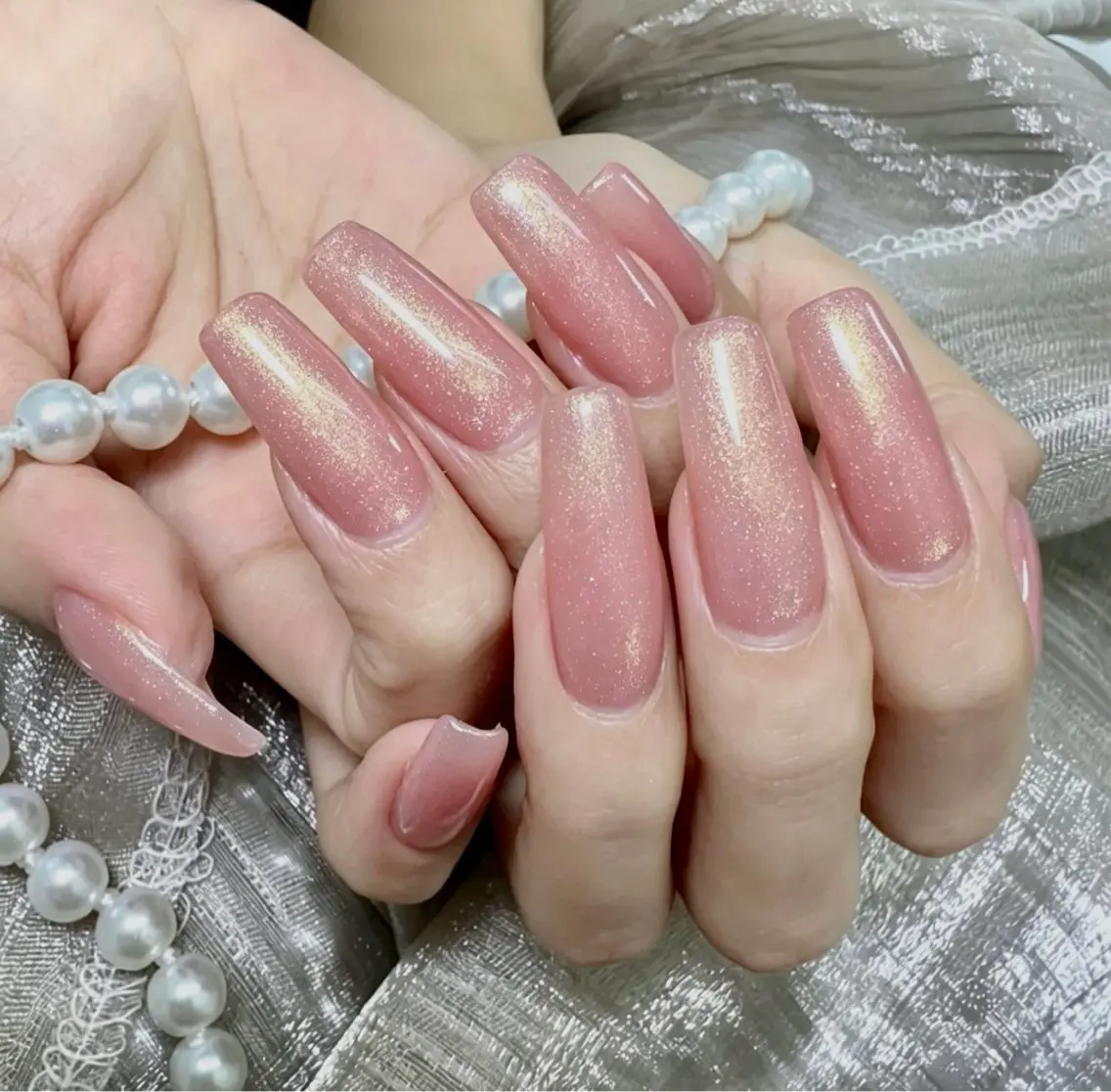 ネイル ラメ(グリッター) ピンク kirameiki nailききのネイルデザイン