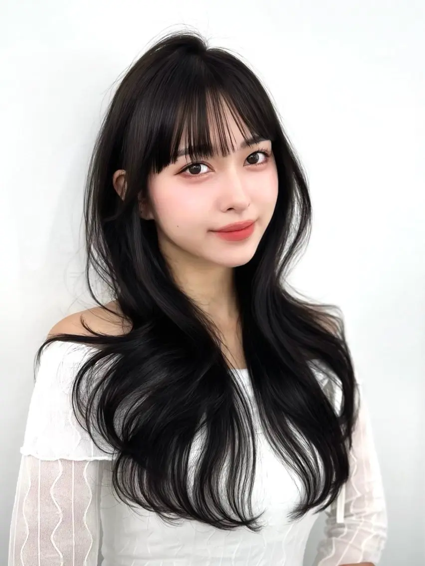 セミロング 韓国風ヘア レイヤーカット カット ヘアカラー トリートメント ヘッドスパ ヘアセット 前髪顔まわりカット 🌈中村海聖のヘアスタイル