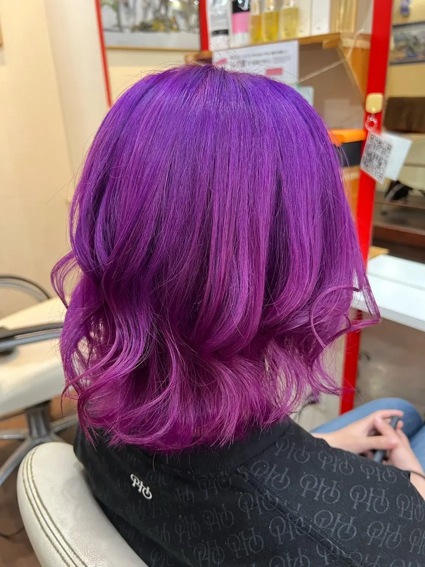 ミディアム パープルカラー ヘアカラー まさき✂︎ /ブリーチカラーのヘアスタイル