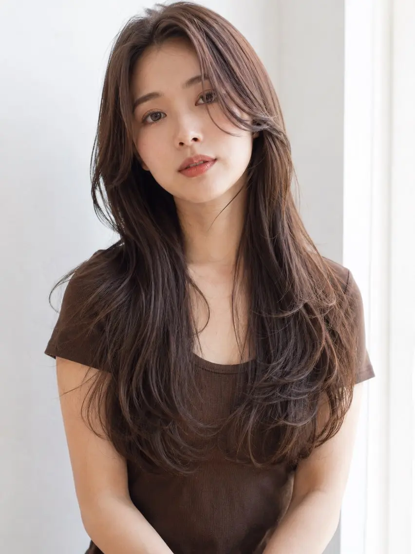 ロング カット ヘアカラー トリートメント 片山 輝のヘアスタイル