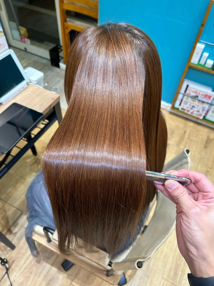 ロング 縮毛矯正 トリートメント 若槻 雄哉のヘアスタイル
