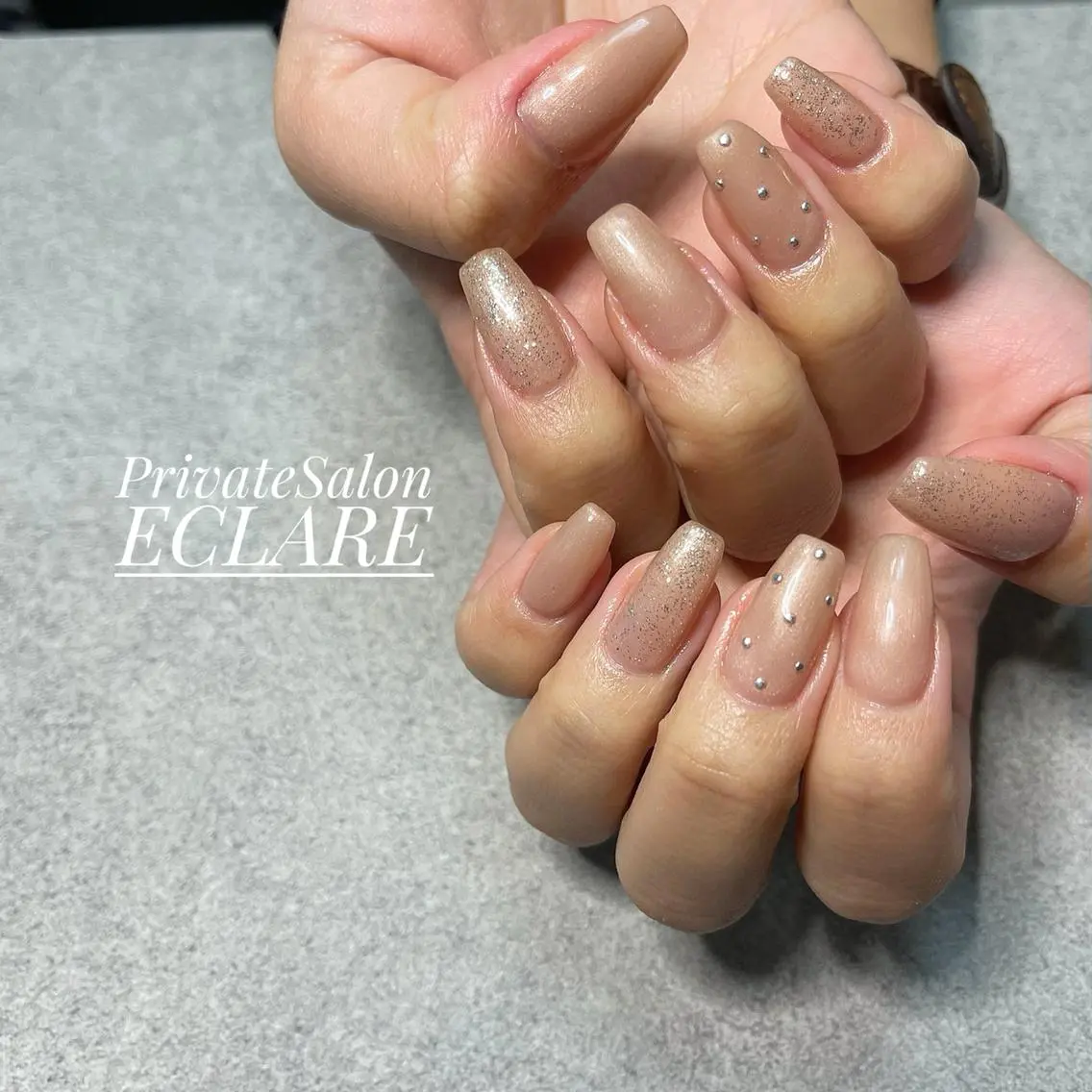 ネイル アートネイル ブラウン フットネイル フレンチネイル ジェルネイル Nail Salon ECLAREのネイルデザイン