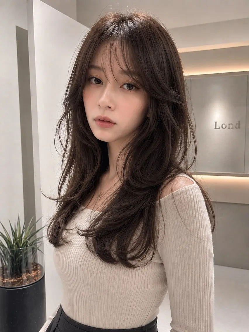 セミロング カラー カット ヘアカラー トリートメント 🦋韓国風レイヤー/ 艶髪矯正🦋凛太郎のヘアスタイル