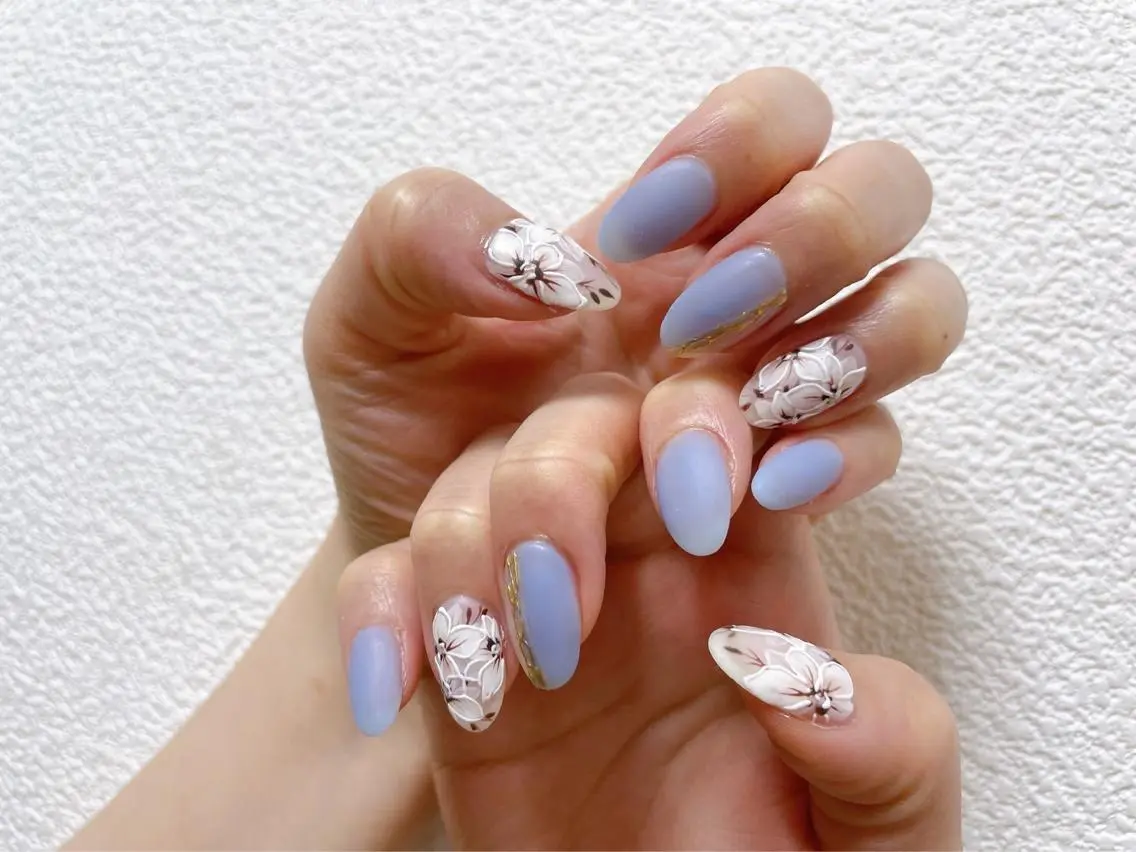 ネイル 桜ネイル フラワーネイル フレンチネイル ジェルネイル ガラスフレンチ ハンドネイル kiki nail &brow二子玉川のネイルデザイン