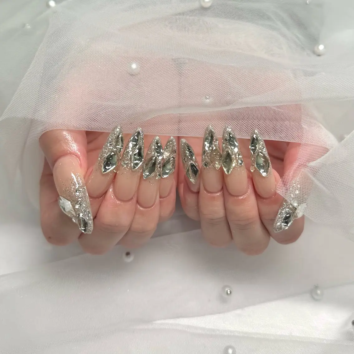 ネイル ラメ(グリッター) ロングネイル 持ち込み スカルプネイル ハンドネイル 🫧Rio🫧ネイル /渋谷🫧ワンホンのネイルデザイン